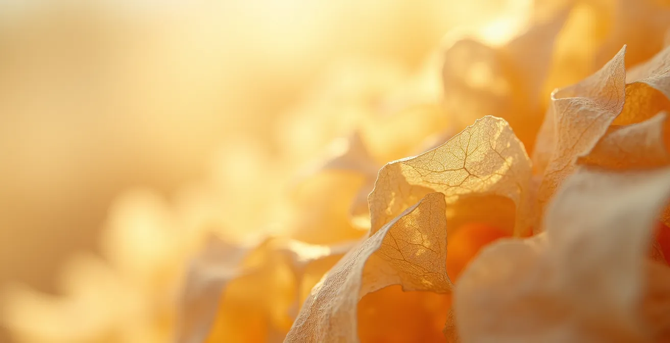 Texture de papier fibreux sous lumière dorée révélant sa structure