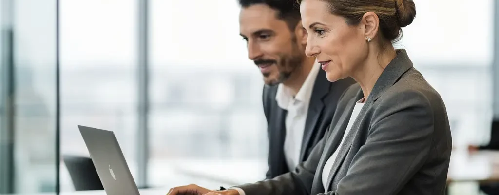 Discussion entre responsables RH sur la mise en place du CSE dans un bureau moderne