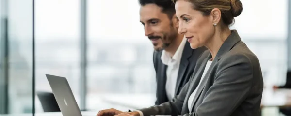 Discussion entre responsables RH sur la mise en place du CSE dans un bureau moderne